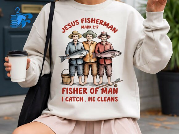 Christian Fisherman Bible Quote Art for T-Shirt Designs & Graphics