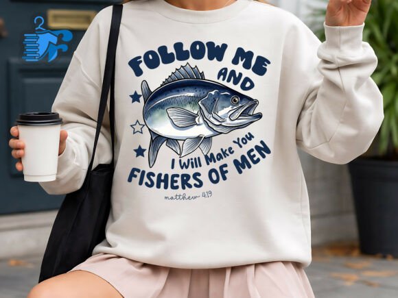 Fishers of Men Christian Fishing Design for T-Shirt & Craft Graphics
