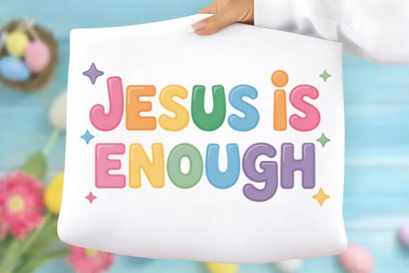 Jesus is Enough PNG: Retro Christian Graphic for T-Shirt & Printable Designs