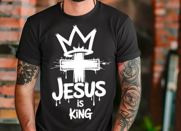 Jesus is King Modern Christian Shirt Design – Bold Graphics for T-Shirt & Craft Projects